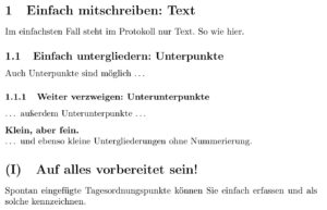 Abbildung 2: Der Inhalt des Protokolls wirkt, wie von LaTeX gewohnt, einfach aber elegant.