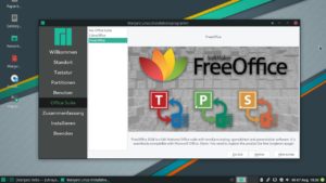 Abbildung 3: Nach Kritik an der Wahl von FreeOffice als Standard-Büropaket ermöglicht das Setup von Manjaro 18.1 nun die Wahl zwischen Libre- und FreeOffice. Optional kann man auch ganz auf ein Office verzichten.