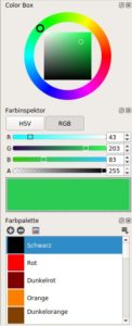 Abbildung 3: Der Regler mit dem <span class="ui-element">A</span> bestimmt die Transparenz. Durchscheinende Objekte sind insbesondere beim Einsatz der Ebenen von Bedeutung.