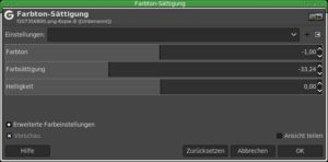 Abbildung 5: Neu, einfach und effektiv gestaltet sich die Funktion <span class="ui-element">Farbton-S&auml;ttigung</span>.