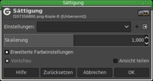 Abbildung 6: Die S&auml;ttigung anzupassen, bis hin zum vollst&auml;ndigen Ents&auml;ttigen, erlaubt die GEGL-Funktion <span class="ui-element">S&auml;ttigung</span>.