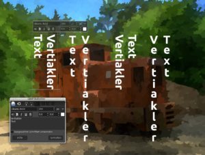 Abbildung 13: Vier Schalter in Gimps Texteditor steuern die Form der vertikalen Textdarstellung.