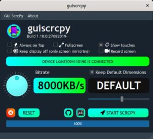 Abbildung 2: &Uuml;ber die grafische Oberfl&auml;che von Guiscrcpy lassen sich alle Funktionen des Kommandozeilenwerkzeugs Scrcpy kontrollieren. Mit einem Klick auf <span class="ui-element">START SCRCPY</span> initiieren Sie die Verbindung.