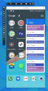 Abbildung 3: Der Bildschirm eines Android-Smartphones auf dem Linux-Desktop. Maus- und Tastatureingaben &uuml;bertr&auml;gt Guiscrcpy direkt auf das Handy. &Uuml;ber die Seitenleisten lassen sich zus&auml;tzliche Aktionen wie das Drehen des Displays ausl&ouml;sen.