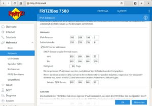 Abbildung 3: Die Konfiguration des Routers müssen Sie so ändern, dass der DHCP-Server den Clients die IP-Adresse des Pi-hole-Servers als DNS-Server für IPv4 (und eventuell IPv6) übermittelt.