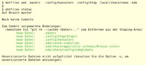 Abbildung 4: Wenn Sie Dotfiles per Git verwalten m&ouml;chten, erstellen Sie zun&auml;chst ein lokales Repository und f&uuml;gen diesem die zu verwaltenden Dateien hinzu.