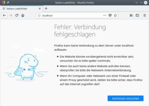 Abbildung 4: Unter <a href="http://localhost" target="_blank">http://localhost</a> sollte sich der zuvor installierte Webserver melden, doch es kommt keine Verbindung zustande.