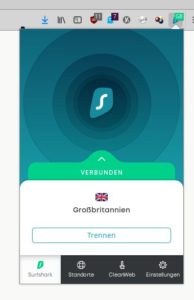 Abbildung 4: Surfsharks Firefox-Erweiterung integriert sich nahtlos in den Webbrowser.