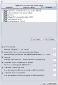 Abbildung 5: In den Optionen erlaubt LanguageTool eine weitgehende Individualisierung. Hier k&ouml;nnen Sie w&auml;hlen, welche Regeln zum Pr&uuml;fen Ihrer Texte herangezogen werden sollen.