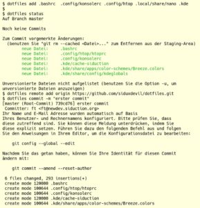 Abbildung 5: Ein Repository auf Github oder beim Anbieter Ihres Vertrauens wird mit dem lokalen Repository verbunden. Es versioniert dann privat oder &ouml;ffentlich &Auml;nderungen an den Dotfiles.