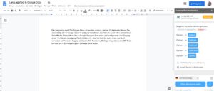 Abbildung 6: Bei Google Docs m&uuml;ssen Sie die Korrektur manuell im Men&uuml; <span class="ui-element">Add-ons</span> ansto&szlig;en. Das Resultat blendet das Addon in einer Seitenleiste ein.