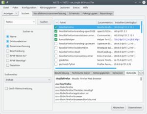 Abbildung 6: Der Reiter <span class="ui-element">Dateiliste</span> zeigt die ausf&uuml;hrbare Programmdatei <code>/usr/bin/firefox</code> fett hervorgehoben an.