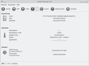 Abbildung 6: Technische Daten zum WWAN entnehmen Sie der Modem-Manager-GUI.