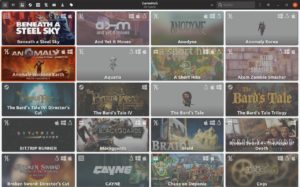 Abbildung 1: Gamehub integriert Spiele aus den gro&szlig;en Games-Plattformen Steam, Gog und Humble sowie von Hand installierte Spiele in einer &uuml;bersichtlichen Oberfl&auml;che.