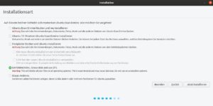 Abbildung 1: Der Haken bei ZFS ist die einzige M&ouml;glichkeit, die der Installer derzeit in Bezug auf das Dateisystem anbietet. Ubuntu belegt dabei eine komplette Festplatte.