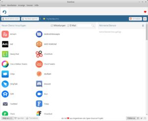 Abbildung 1: Das Programmfenster von Rambox wirkt aufgrund der vielen Icons zun&auml;chst arg bunt.