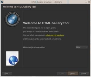 Abbildung 2: Start des Assistenten zum Bau der HTML-Galerien.