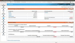Abbildung 2: Einmal konfiguriert und mit den aktuellen Finanzdaten ausgestattet, zeigt KMyMoney beim Start eine &Uuml;bersicht &uuml;ber die aktuellen Finanzen an.