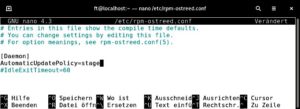 Abbildung 3: Bei Silverblue sind automatische Updates standardm&auml;&szlig;ig deaktiviert. Das Entfernen des Hash-Zeichens vor <code>AutomaticUpdatePolicy=stage</code> &auml;ndert das.