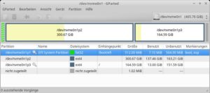 Abbildung 1: Gparted zeigt an, in welchem Modus ein Computer arbeitet.