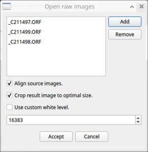 Abbildung 2: Nach dem Programmstart laden Sie die gew&uuml;nschten Einzelbilder ins Programm. Optional richtet HDRMerge die Bilder direkt korrekt aus.