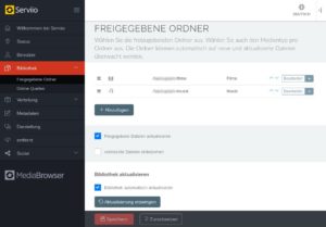Abbildung 2: Die Inhalte lokaler Verzeichnisse verwaltet Serviio unter <span class="ui-element">Bibliothek</span> und stellt sie damit zum Streamen bereit. Es berücksichtigt dabei auch die jeweils enthaltenen Unterverzeichnisse.