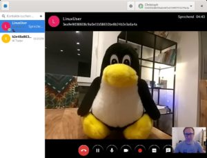 Abbildung 3: Jami erlaubt Audio- und Videochats sowie Videokonferenzen mit mehreren Teilnehmern. Deren Anzahl wird nur durch die Bandbreite der Internet-Anbindung des Initiators der Gespr&auml;chsrunde limitiert.