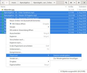 Abbildung 4: Cast to TV integriert sich in den Dateimanager. Über das Kontextmenü von Multimediadateien senden Sie Bilder, Musik oder Videos direkt aus Nautilus heraus auf den Chromecast-Empfänger.