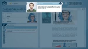 Abbildung 5: Die Anleiter, wie hier Symes im ersten Teil des Spiels, haben jeweils eine eigene Meinung und versuchen so, den Spieler in seinen Handlungen zu beeinflussen.