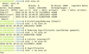Abbildung 7: Einige Beispiele für formatierte Stat-Abfragen.