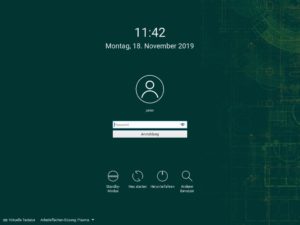 Abbildung 7: Der grüne Hintergrund des KDE-Login-Schirms lässt sich in den Systemeinstellungen mit wenigen Klicks verändern.