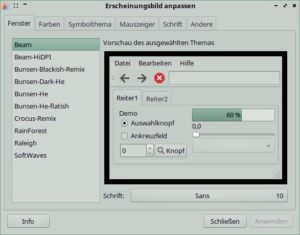 Abbildung 1: F&uuml;r das Anpassen der Optik liefert Bunsenlabs ein grafisches Tool. F&uuml;r viele andere Modifikationen m&uuml;ssen Sie zu einem Texteditor greifen.