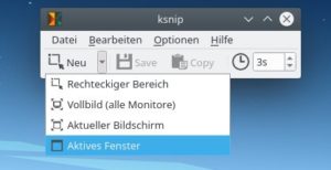 Abbildung 1: Nach dem Start der Anwendung präsentiert sich Ksnip mit einem übersichtlichen Menü, das die Definition der zu tätigenden Aufnahme anbietet.