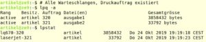 Abbildung 2: Die mit Bindestrich an den Druckernamen angeh&auml;ngte Zahl entspricht der Nummer des Druckauftrags.