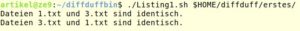 Abbildung 3: Das Skript aus <a href="#artRef-l2">Listing&nbsp;2</a> untersucht eine Reihe von Dateien und zeigt an, ob sie sich unterscheiden oder identisch sind.