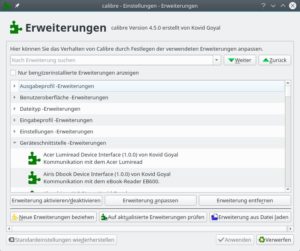 Abbildung 3: Calibre lässt sich über eine Vielzahl von Plugins erweitern, die vom Entwickler selbst oder der Community stammen.