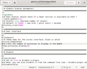 Abbildung 3: Bei Bedarf l&auml;sst sich Glances &uuml;ber die Konfigurationsdatei <code>glances.conf</code> bis ins Detail anpassen.
