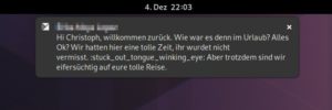 Abbildung 3: Benachrichtigungen über neue Nachrichten leitet Tangram an die Desktop-Umgebung weiter. Das funktioniert allerdings nicht mit allen Diensten.