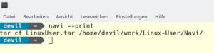 Abbildung 4: Der hier gezeigte Befehl zum Erstellen eines Tar-Archivs benötigt die Eingabe eines Namens sowie eines Pfads, bevor das Tool ihn anzeigt.