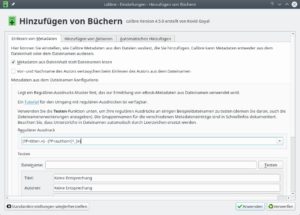 Abbildung 5: Bücher lassen sich einzeln oder als Verzeichnis der Bibliothek hinzufügen. In den Einstellungen zu Calibre treffen Sie zudem generelle Festlegungen über Aktionen beim Hinzufügen.