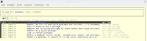 Abbildung 5: Per <code>navi search apt</code> bindet Navi Befehle für das Debian-Paketmanagement ein. Sie stammen aber aus Online-Cheatsheets, weswegen es sich empfiehlt, sie vor dem Ausführen mittels <code>--print</code> unter die Lupe zu nehmen.