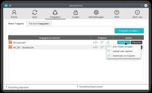 Abbildung 5: Pcloud erlaubt es, Ressourcen mit anderen zu teilen. F&uuml;r einen Zugang, der auch das Bearbeiten gestattet, ben&ouml;tigt der Eingeladene aber ebenfalls ein Pcloud-Konto.