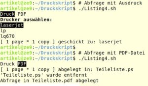 Abbildung 9: <a href="#artRef-l5">Listing&nbsp;5</a> automatisiert die Abfrage einer PostgreSQL-Datenbank. Zuerst druckt das Skript das Ergebnis direkt aus, danach schreibt es eine PDF-Datei.