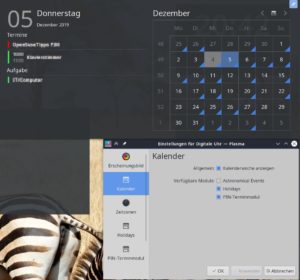 Abbildung 9: Das Kalenderfenster der Digitaluhr in der Task-Leiste gewährt einen Überblick über die für den Tag anstehenden Termine. Indem Sie es mit einem Tastenkürzel zum Ausklappen koppeln, erhalten Sie schnellen Zugriff auf diese Ansicht.