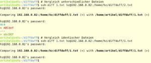 Abbildung 9: Beim Vergleich mit Ssh-diff brauchen die Dateien nicht auf demselben Rechner zu liegen. Das Tool setzt aber SSH als Grundlage voraus.