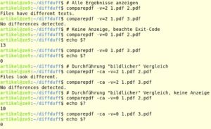 Abbildung 10: PDF-Dateien mit <code>comparepdf</code> vergleichen.