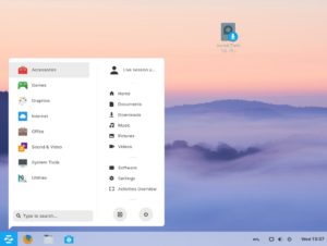 Abbildung 1: Sowohl der Desktop als auch das Startmenü von Zorin OS wirken aufgeräumt und freundlich.