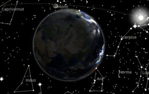 Abbildung 2: Aktivieren Sie die simulierte Sonne, erkennen Sie, welche Teile der Erde und anderer Himmelsk&ouml;rper zu einer bestimmten Zeit im Schatten liegen.