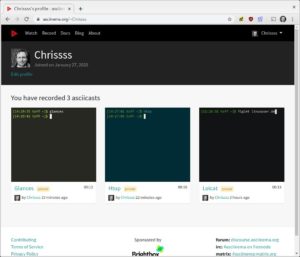Abbildung 3: Auf dem Webportal Asciinema.org organisieren Sie die mit Ihrem Account verbundenen Terminal-Videos. Das Aussehen der Vorschaubilder sowie das des Webplayers l&auml;sst sich anpassen.