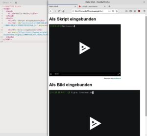 Abbildung 4: Die bei Asciinema gehosteten Terminal-Videos lassen sich ohne gro&szlig;en Aufwand in eigene Webseiten integrieren, wie etwa ein Blog oder eine Github-Seite.